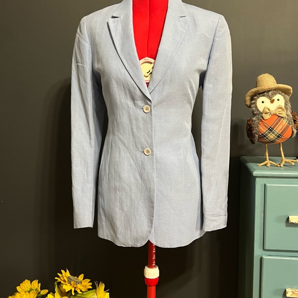 Casual Corner Linen Sky Blue Women's Blazer